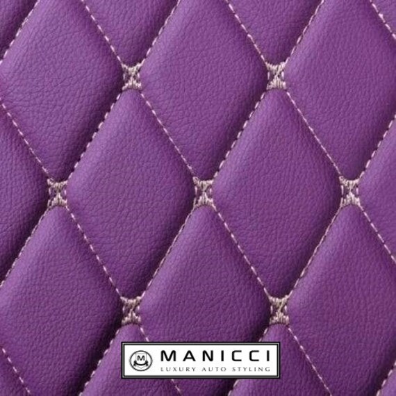 Manicci Luxury Leather Custom Fitted Car Mats Purple Diamond Car Mats Full  Set 