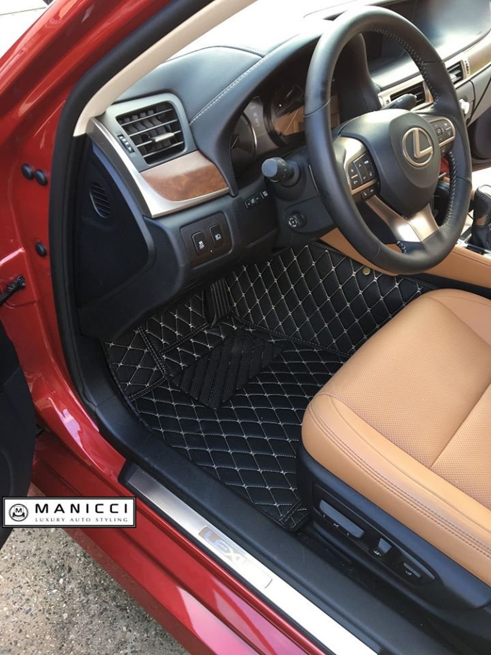 Manicci Luxury Leather Custom Fitted Car Mats Black Diamond Etsy