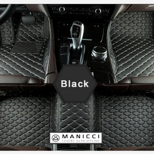 Manicci Luxury Leather Custom Fitted Car Mats Black Car Mats Full