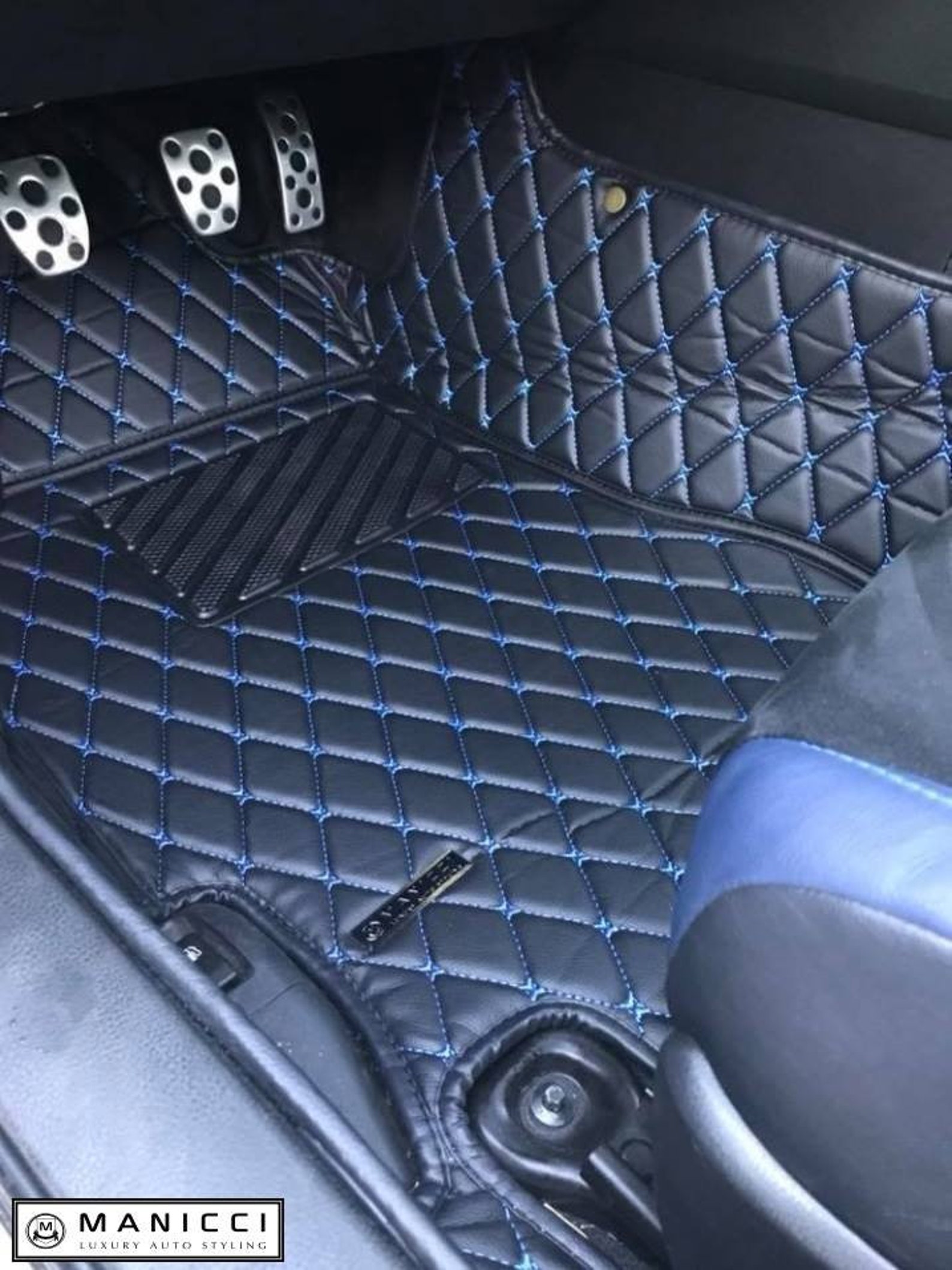 Manicci Luxury Leather Custom Fitted Car Mats Black Diamond Etsy