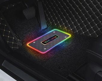 RGB LED Car Floor Mats Ambient Light | App Control Neon Footwell Interior Lights | Acrylic Floor Mat Lamp | Custom Luxury Car Lights (2pcs)