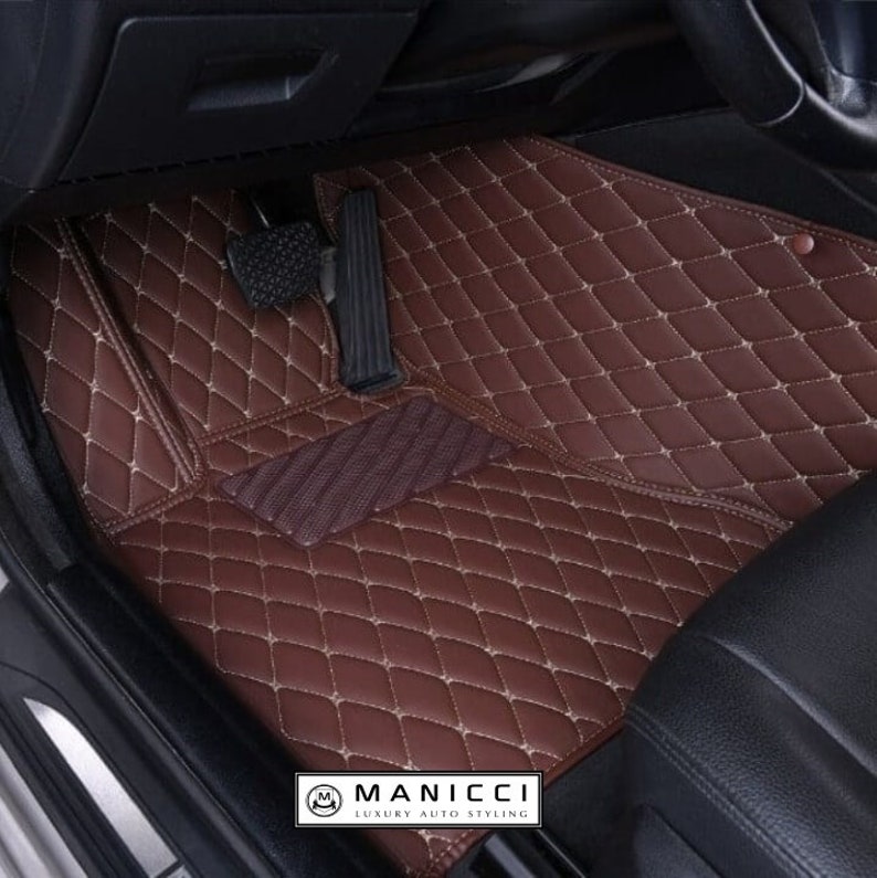 Manicci Luxury Leather Custom Fitted Car Mats Dark Brown Etsy