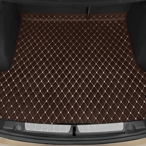 Manicci Luxury Diamond Leather Custom Made Fitted Car Boot Liner Base Mats Cargo Liners - Dark Brown