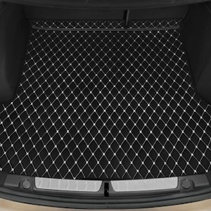 Manicci Luxury Diamond Leather Custom Made Fitted Car Boot Liner Base Mats Cargo Liners - Black Cargo Liners 9 Stitching Options