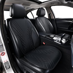 Manicci Curved Diamond Autositzbezüge | Schwarzes Leder | Atmungsaktiver Soem-Style | Einfache Installation | Custom Fit für alle Fahrzeuge
