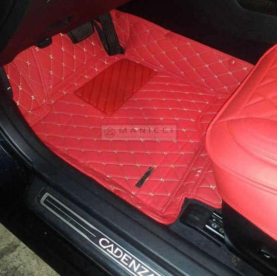 Manicci Luxury Leather Custom Fitted Car Mats Racing Red Diamond