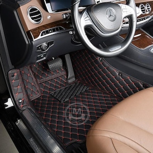 Black With Beige Luxury Diamond Custom Fitted Premium Leather Car Floor Mats Full Set V1.0 Etsy UK