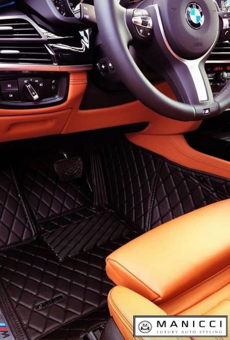 Manicci Luxury Leather Custom Fitted Car Mats Black Diamond Etsy