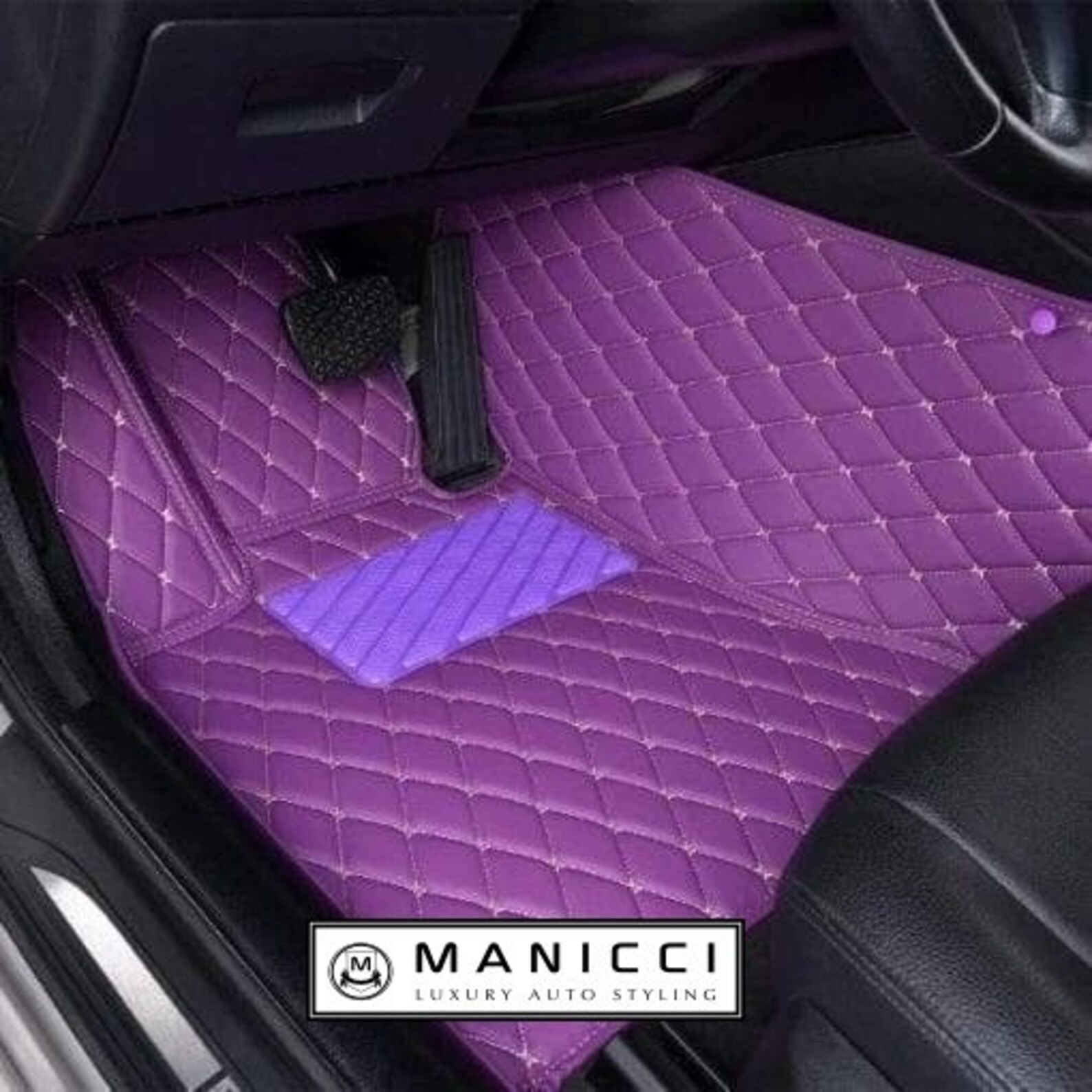 Manicci Luxury Leather Custom Fitted Car Mats Purple Diamond Etsy
