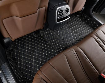 Black Manicci Luxus Diamond Premium Leder Automatten nach Maß V1- Schwarze Automatten 9 Nahtoptionen Komplettset