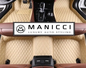 Manicci Luxury Leather Custom Fitted Car Mats Beige Diamond Car Mats Full Set