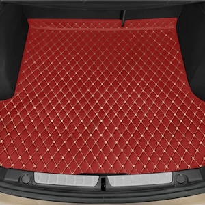 Manicci Luxury Diamond Leather Custom Made Fitted Car Boot Liner Base Mats Cargo Liners - Maroon Red