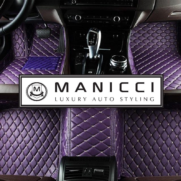 Manicci Luxury Leather Custom Fitted Car Mats Purple Diamond Car