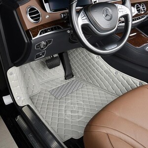 Grey Diamond Leather Car Floor Mats – Luxury Custom Fitted Premium Car Mats Full Set, Manicci V1.0