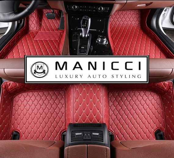Premium Manicci Luxus Leder Custom Fitted Auto Matten 2.0 Maroon Red  Diamond Auto Matten Komplettes Set - .de