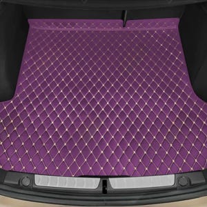 Manicci Luxury Diamond Leather Custom Made Fitted Car Boot Liner Base Mats Cargo Liners - Purple