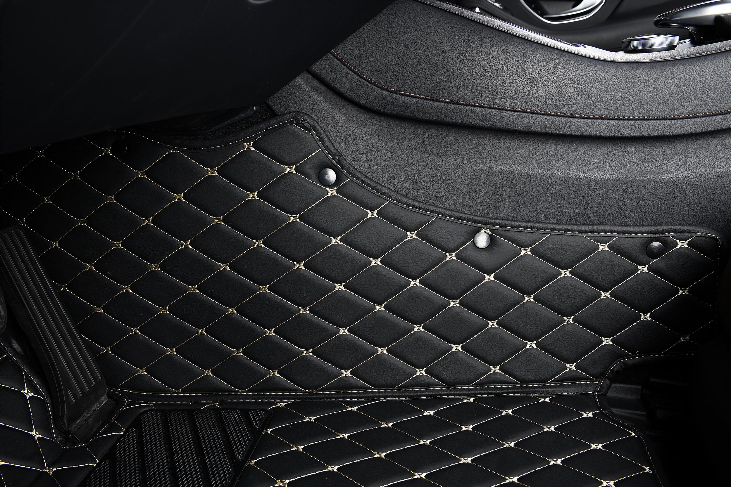 Black Manicci Luxury Diamond Premium Leather Custom Fitted Car Mats V1 Black Car Mats 9 Stitching Options Full Set Etsy