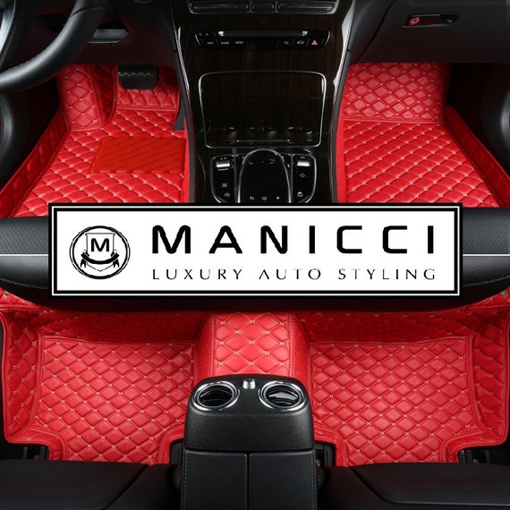 Manicci Luxury Leather Custom Fitted Car Mats Racing Red Diamond