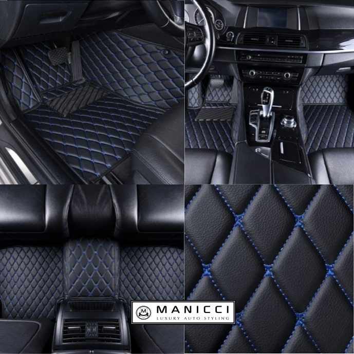 Manicci Luxury Leather Custom Fitted Car Mats Black Diamond Etsy