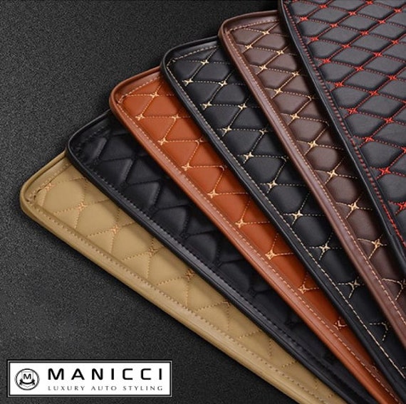 Manicci Luxury Leather Custom Made Fitted Car Boot Liner Base Mats Cargo  Liners Black Cargo Liners Multiple Stitching Options 