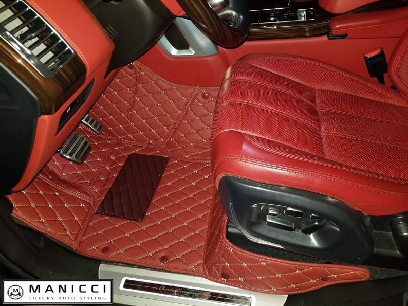 Manicci Luxury Leather Custom Fitted Car Mats Maroon Red Etsy
