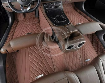 Dark Brown Luxury Diamond Custom Fitted Premium Leather Car Floor Mats Full Set V3.0