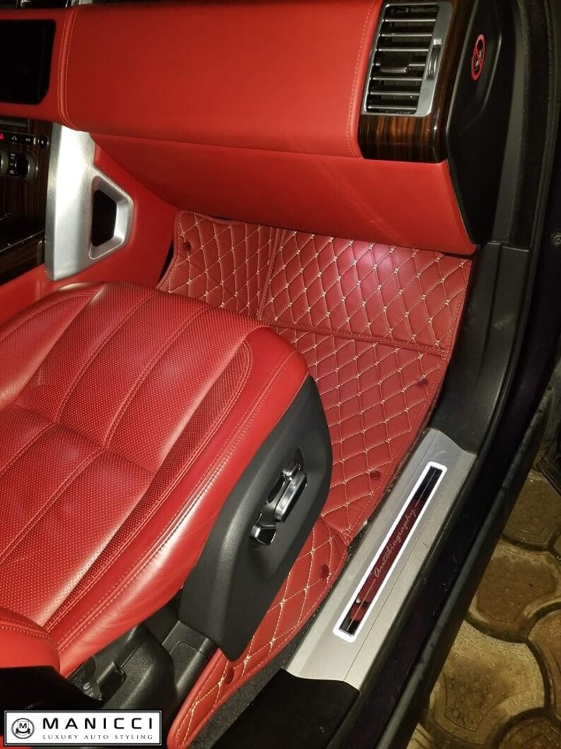 Manicci Luxury Leather Custom Fitted Car Mats Maroon Red Etsy