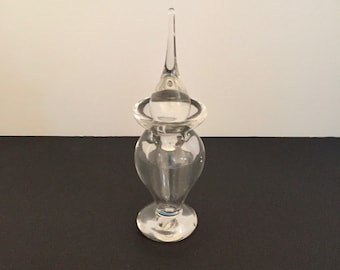 Handblown Glass Perfume Bottle, Clear Glass Sculpture, Home Decor