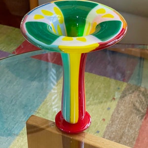 Glass Vase, Blown Glass, Fused Glass, Home Decor, Collectible, Display Art, Decorative Accent, Colorful Display, Home and Living, Art Object