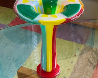 Hand-Crafted Glass Art Vase, Colorful Decorative Accent, Home Decor