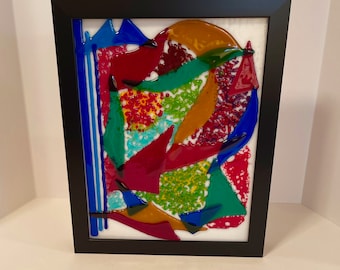 Fused Glass Wall Art, Colorful Abstract Home Decor