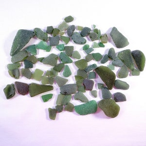 Genuine Surf Tumbled Sea Glass MA Coast Mixed Lot of Frosted Shades of Green