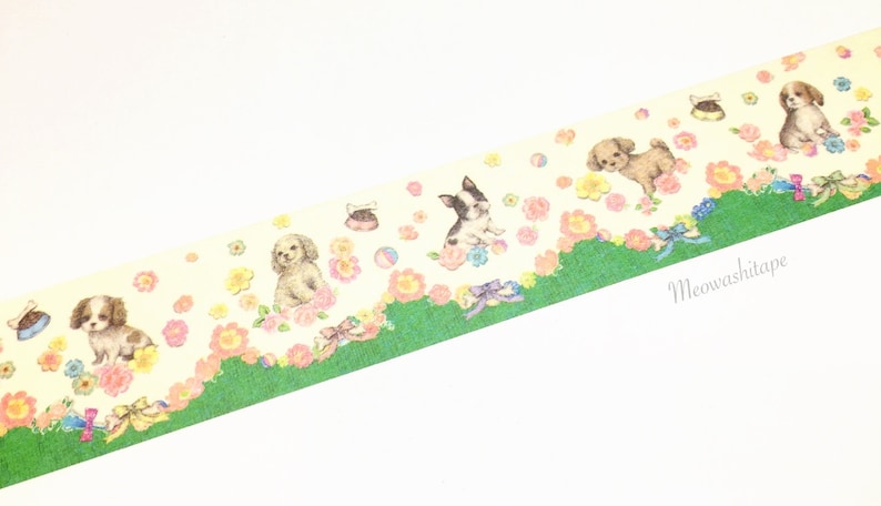 Floral puppies washi tape Franchelippee