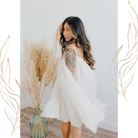 Off White vacation midi dress-Super soft cotton dress with tie back- gift for women-loungewear maxi dress-cotton beach dress