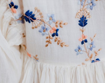 vacation leisure silk-cotton embroidery dress Vacation Maxi Dress-super Soft Cotton Dress With Embroidery- Gift for Women-loungewear Maxi Dress- Gift for Women-cotton Beach Dress