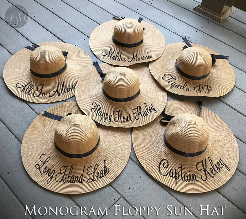 monogrammed floppy sun hat