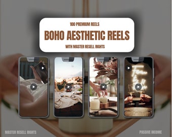 100 Boho Faceless Reels Videos, Digital Marketing, Instagram, Tik Tok Social Media Videos and Content Library of Reels, PLR, done for you