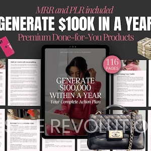 Generate 100K in a Year - NEW Ebook | 116 Page Done for You PLR Guide and Workbook with Resell Rights| Passive Income| Financial Success|