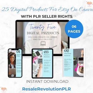 25 Canva Digital Products for Etsy,PLR MRR Included,Resell Rights,Private Label Rights,Sell On Etsy Canva Digital Products,Instant Download