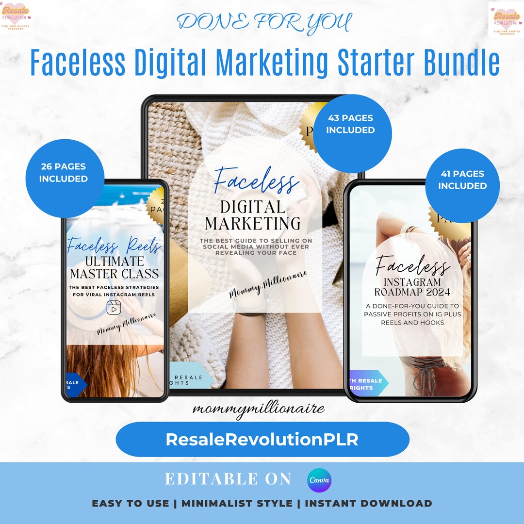 FACELESS DIGITAL MARKETING Bundle With Dfy Ebook, Mrr Rights, Online ...