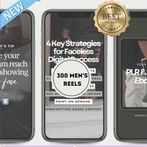 300+ Faceless Men Reels Dark Aesthetic With Done For You Content Digital Marketing Videos With Master Resell Rights, MRR/PLR, Canva