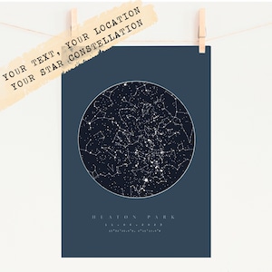 Festa della mamma, stampa personalizzata della mappa stellare della costellazione, anniversario, personalizzato, stella, astratto, personalizzato, mamma per la prima volta,