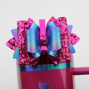 Berry Truffle Stanley Bow Straw Topper Fuchsia Iridescent Chroma Prism Stanley Cup Bow Straw Bow Topper Stanley Accessories