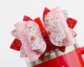 Back To School Stanley Tumbler Bow Straw Topper Stanley Cup Bow Straw Bow Topper  Stanley Accessories