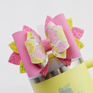 Citrus Splash Stanley Tumbler Bow Lemon Straw Topper Stanley Cup Bow Lemonade Straw Bow Topper Lemon Stanley Accessories