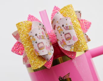 Back To School Stanley Tumbler Bow Straw Topper Stanley Cup Bow Straw Bow Topper  Stanley Accessories