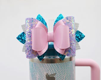 Sea Glass Plume Stanley Tumbler Bow Straw Topper Stanley Cup Bow Straw Bow Topper Pink Purple Teal Stanley Accessories