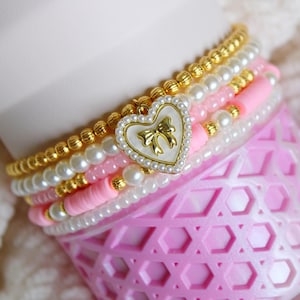 Pink Gold and Pearl Stanley Bracelet Stack - Set of 5 Pink and Gold Stanley Bracelets Pastel Pink Stanley Cup Accessories