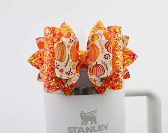 Harvest Pumpkin Stanley Tumbler Bow Straw Topper Stanley Cup Bow Straw Bow Topper  Stanley Accessories