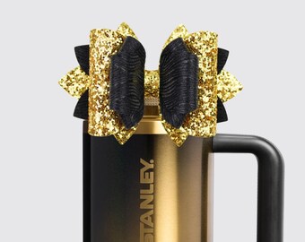 Black Honey Stanley Tumbler Bow Black and Gold Straw Topper Stanley Cup Bow Straw Bow Topper Stanley Accessories